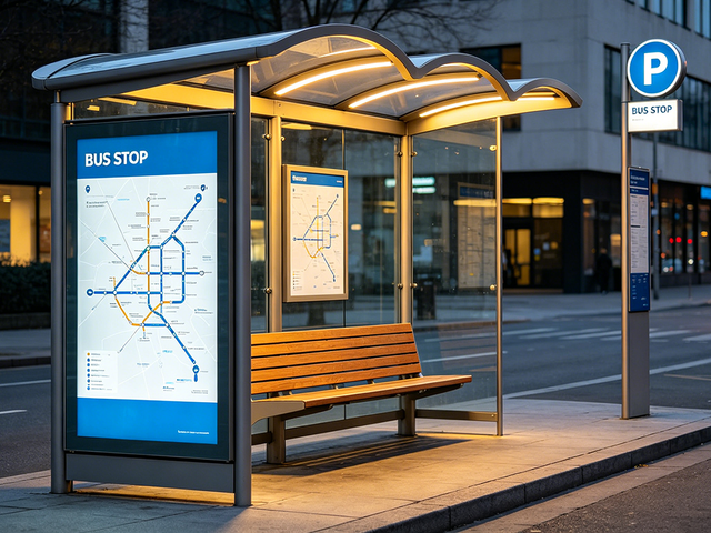 Bus Shelter with Passenger Information Display