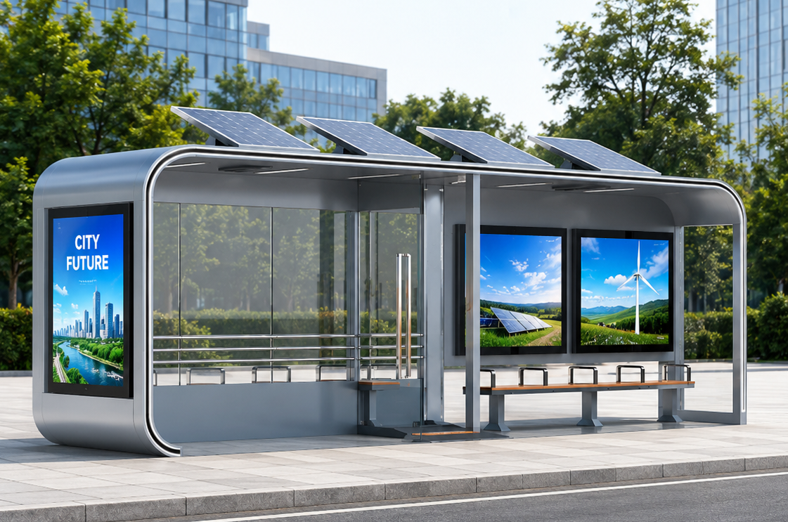 Bus Shelter with Solar Power System.png