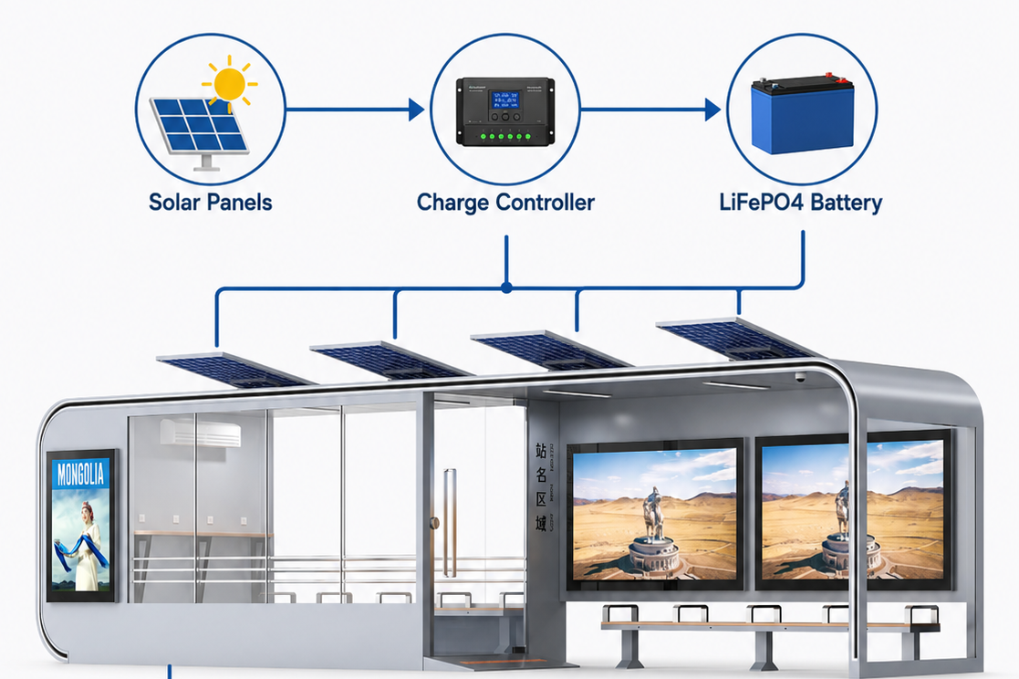 Details of Solar Power System for Solar Bus Shelter