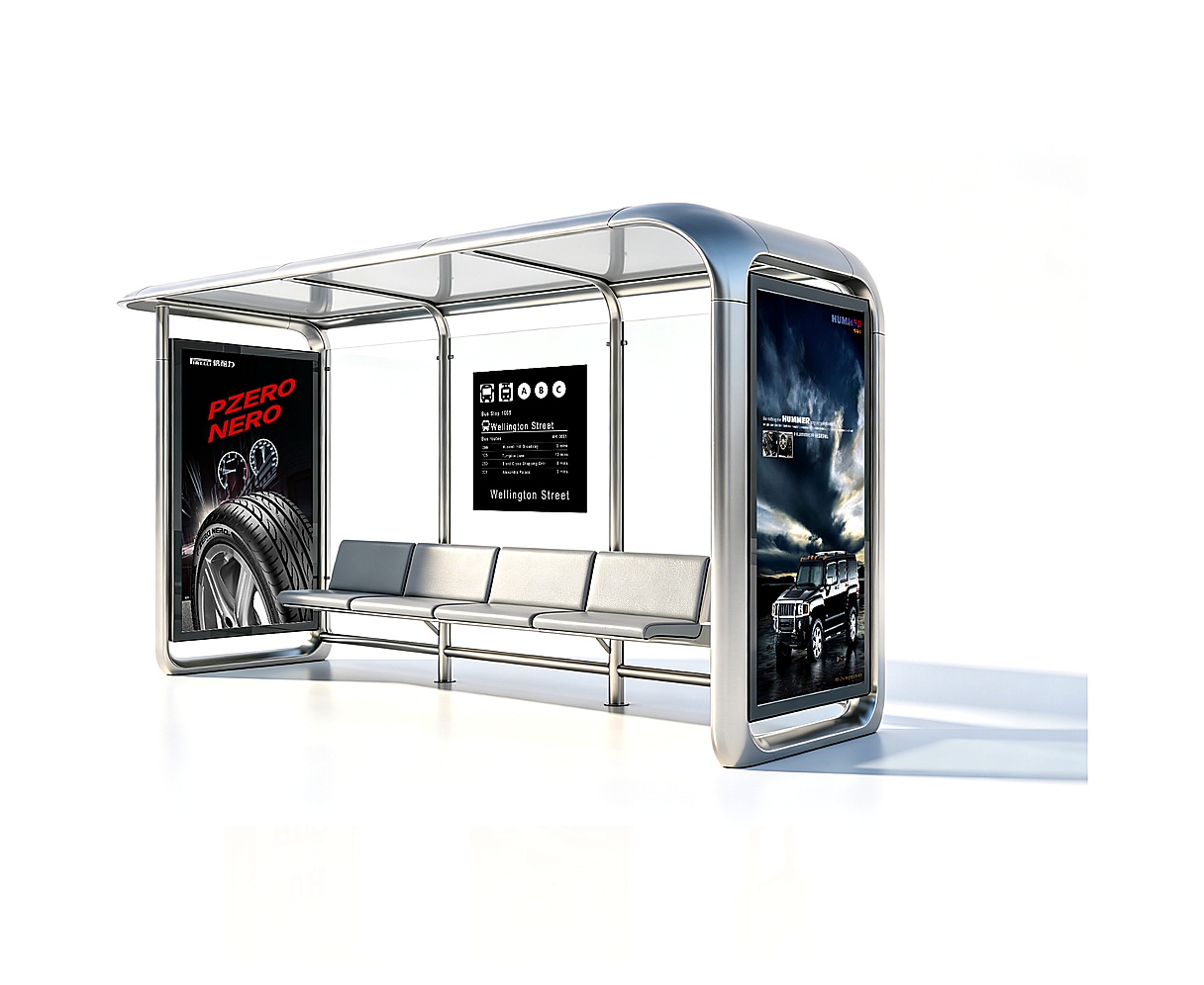 Curved Stainless Steel Advertising Bus Shelter Curved Stainless Steel Advertising Bus Shelter